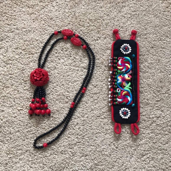 BOGO Asian tribal embroidered bracelet - Picture 2 of 7